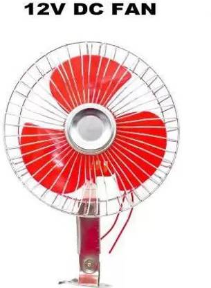 AUTOSITE Red 6 inch 12 Volts DC Fan Run Solar Panel or 12 Volts Car Fan Car Interior Fan Car Interior Fan