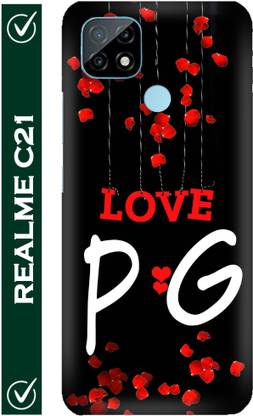 FULLYIDEA Back Cover for realme C21, RMX3201, Letter P, Alphabet P, Name P, Letter P With G, P Love G