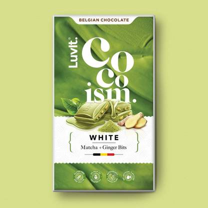 LuvIt Cocoism Belgian White Chocolates | Green Matcha With Ginger Bits | Antioxidants| Bars
