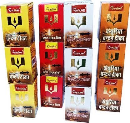 SPIRITUAL SOLUTIONS Chandan Tika 40 Ml 4 colors Pack of 12 Jars