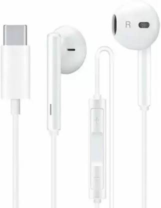 SANNO WORLD USB C-Type Plug Headphones Wired Headset with Mic (White) Wired