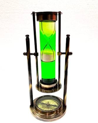 Surveytech Revolving Sand Timer with Compass Green Liquid White Hourglass With White Sand Analog Kitchen Timer