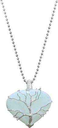 9dzine Opalite Heart shaped Tree Of Life Pendant with Chain for Men & Women Stone Pendant