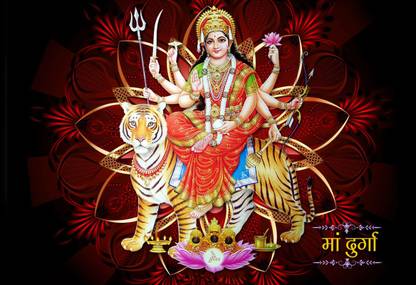 Poster Maa Durga Maa Vaishnodevi Ji Maa Jagdamba sl471 (Plastic Large Wall Poster, 36x24 Inches, Multicolor) Fine Art Print