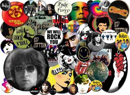 Poster Music Collage Rock sl714 (Plastic Large Wall Poster, 36x24 Inches, Multicolor) Fine Art Print