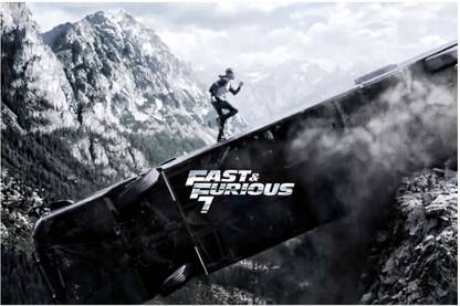 Poster Fast And Furious Paul Walker Bus & Cliff Scene sl971 (Wall Poster, 13x19 Inches, Matte, Multicolor) Fine Art Print