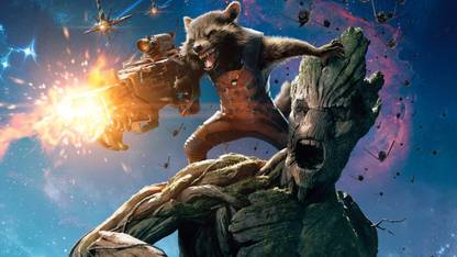 Poster Guardians Of The Galaxy Rocket Raccoon Groot sl587 (Wall Poster, 13x19 Inches, Matte, Multicolor) Fine Art Print