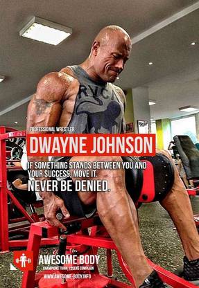 Poster Dwayne Johnson The Rock Wrestler Never Be Denied Motivation sl330 (Wall Poster, 13x19 Inches, Matte, Multicolor) Fine Art Print