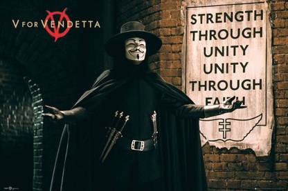 Poster V For Vendetta Unity sl1213 (Plastic Large Wall Poster, 36x24 Inches, Multicolor) Fine Art Print