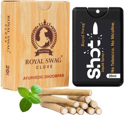 ROYAL SWAG Herbal Smoke Long Filter Bidi Tobacco-Free,Nicotine Free 20 Stick With 20ML Shot Smoking Cessations