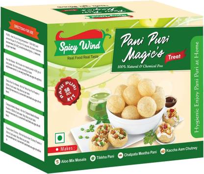 spicy wind Spicy Pani Puri with aloo masala & 2 Flavors of Pani With Chutney 235 gm