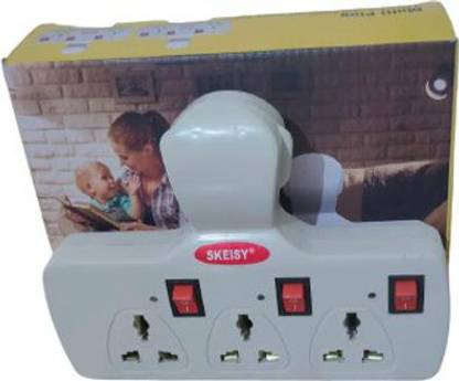 Skeisy 3+3 Multiplug with Switch Indicator & Three Pin Plug 3 Socket Extension Boards 3 Socket Extension Boards