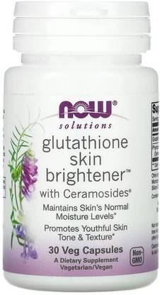 Now Foods Solutions, Glutathione Skin Brightener, 30 Veg Capsules