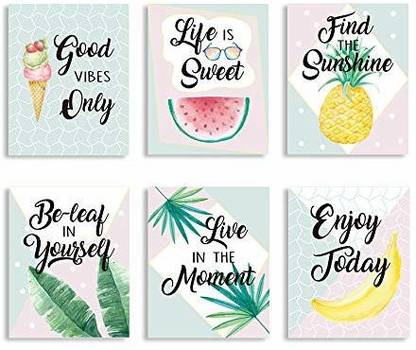 CHDITB Summer Fruit Art Print, Tropical Leaves Fruits Wall Art Painting ,Set of 6 Good