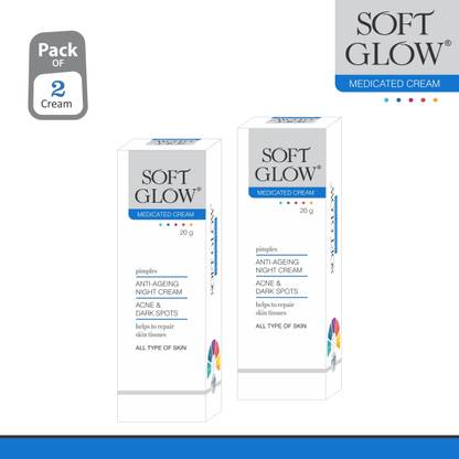 Soft Glow Cream (Pack of 2) for Pimples, Anti-Aging, Dark Spot, Brightening, Detoxifying