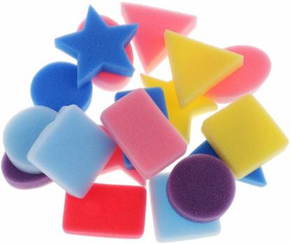 Street27 18 Pieces Multi Colors Sponge Shapes Painting Craft Sponge Geometric Shapes