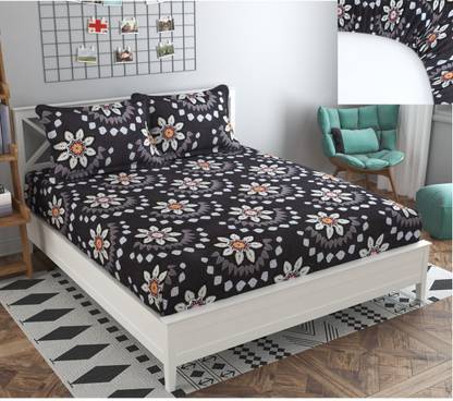 Fibre touch 200 TC Cotton Double Printed Fitted (Elastic) Bedsheet