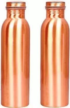 GOLDEN VALLEY Copper Water Bottle, 2 Litre 2000 ml Bottle (Pack of 2, Copper, Copper) 1000 ml Copper Bottle