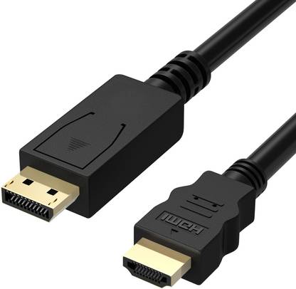 SP HDMI Cable 1.5 m Display Port to HDMI Cable Compatible for Laptop, PC Server TV(Black)