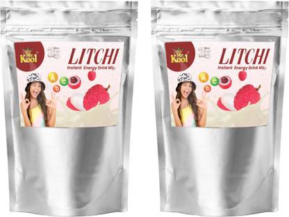 Mr.Kool Refreshing Litchi Flavor Instant Drink Powder 400gm x 2.Pack Of 2 Combo. Energy Drink