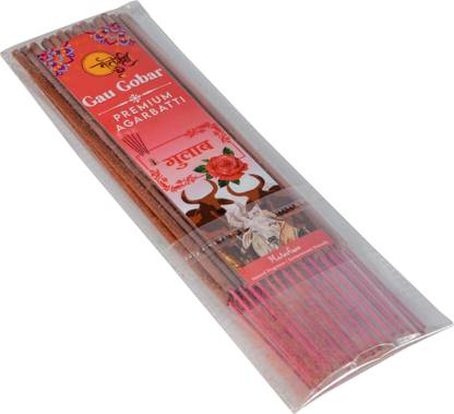 MATESHREE Gau Gobar Pemium Rose Agarbatti 5x100 Grams (Each Pack Contains 100 Sticks) ROSE