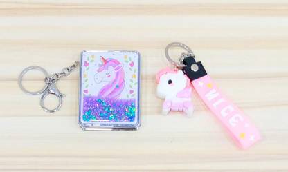 Magic of Gifts Mirror Keychain & Unicorn Lego Keychain Combo| Bag Charms & Purse Pendants Key Chain
