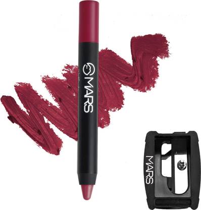 MARS Long Lasting Won't Smudge proof Budge Matte Lip Crayon with Sharpner