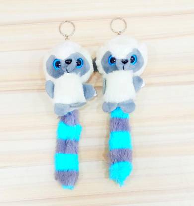 Magic of Gifts Cute Long Tailed Animal Keychain| Bag Pendant| Fluffy Keyring Combo Key Chain
