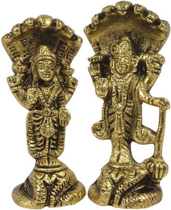 Airtick Lord Laxmi Vishnu with Seshnaag Statue Idol Sculpture Decorative Showpiece  -  10 cm