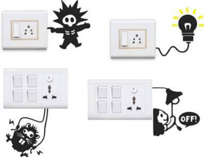 Nandinidecor 25 cm Electric Shock 3D Switch board stickers in home décor Self Adhesive Sticker