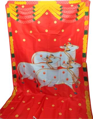 Epoojacart (Model - 25) Red Gomatha Backdrop - Backdrop for House warming Housewarming Tapestry