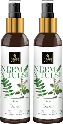 GOOD VIBES Neem & Tulsi Glow Toner (120 ml, Pack of 2) Men & Women