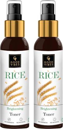 GOOD VIBES Rice Brightening Toner (120 ml) - (Pack of 2) Men & Women