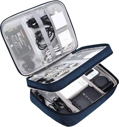 HOUSE OF QUIRK Organizer Portable Storage Case for Cable, Cord, Charger, Adapter-Dark Blue