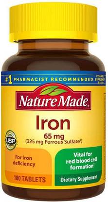 Nature Made Iron 65 mg (from Ferrous Sulfate) Tablets, 180 Count