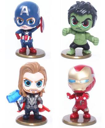 kawaii kart Chibi Avengers Action Figure-Set Of 4 Toy Gift Statue for Anime Lovers|Size-11Cm