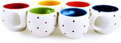 ZAAR' Pack of 6 Bone China Trending Cup Set in White Color