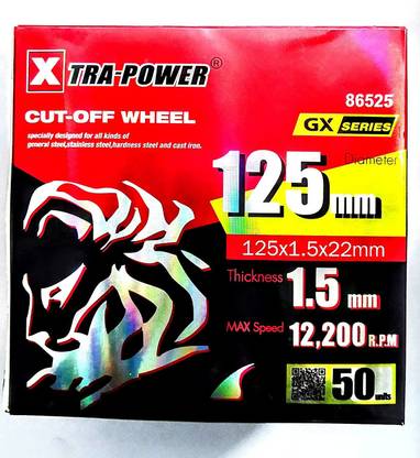 Sauran Xtra Power Cut Off Wheel 5 Inch Cutting Wheel (Pack of 50) Metal Cutter