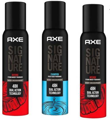 AXE SIGNATURE 2 INTENSE & 1 CHAMPION PERFUME BODY SPRAY EACH 122ML Set of (3) Perfume Body Spray  -  For Men & Women