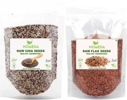 Homeda Chia and Flax Seeds Combo Weight Loss | Chiya, Chea, Alsi, Tisi, Flaxseed, Flex Chia Seeds