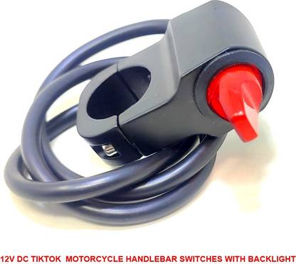 TRP Traders Universal Waterproof 12V DC Tiktok Motorcycle Handlebar Switches with Backlight 3 A Two Way Electrical Switch