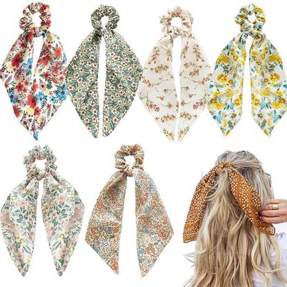 Starlight Twinkle FLORAL Printed Hair scarf Silk Scrunchies Hair tie Hair for Women Rubber Band
