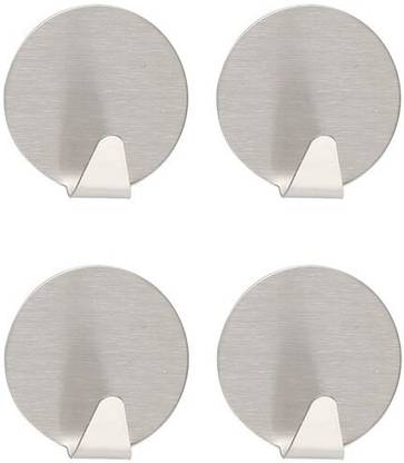 touaretails Small adhesive stainless steel stick wall hook metal hanger hooks (4 Pc Pack) Hook 1