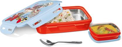 MILTON Steely Prime Insulated Small Tiffin Box, 400ml, with Inner Container, 80ml, Red 1 Containers Stainless Steel, Polypropylene Office Lunch Box