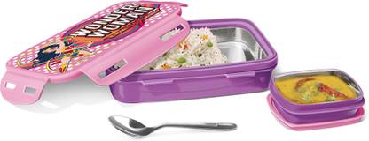 MILTON Steely Prime Insulated Small Tiffin Box,400ml, with Inner Container,80ml, Purple 1 Containers Lunch Box