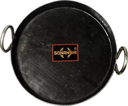 Sonanshi Iron/Loha Flat Kadai/Tavi/Fry Pan/Tai for Making Jalebi, Dal Tadka Kadhai 30.47 cm diameter 1.6 L capacity