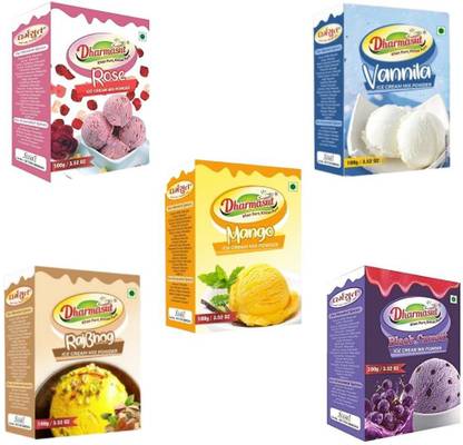 Dharmasut Rose +Vanilla +Mango +Rajbhog +Black currant Ice cream powder (100g*5) | 500 g