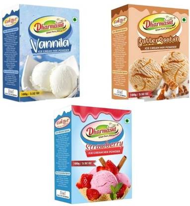 Dharmasut Vanilla + ButterScotch + Strawberry Ice Cream Powder 100g*3 | 300 g