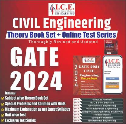 Gate 2024 Civil Engineering Theory Book Set & Online Test Series, 12 Pcs Complete Gate 2024 Civil Engineering Preparation Study Materials, Test Series-Mock Test, Subject Wise Test