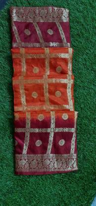 MINE CHOICE Checkered, Woven Kanjivaram Art Silk, Jacquard Saree with Unstitched Blouse